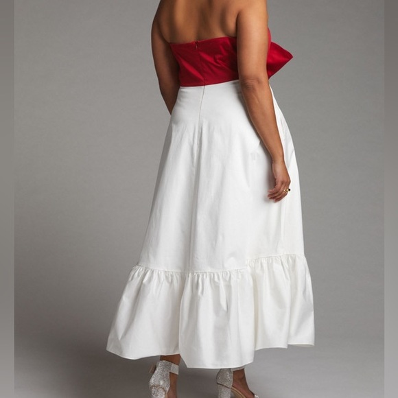 Anthropologie Hutch Red Colorblocked Bow-Tie Maxi Dress - Picture 6 of 11